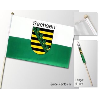 Sachsen Fahne | Flagge am Holzstab 30x45cm
