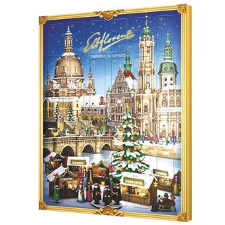 Stollenkonfekt - Adventskalender mit Ansicht auf den Dresdner Neumarkt an der Frauenkirche jetzt im Dresden Onlineshop kaufen