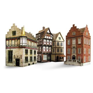 Ansicht Kartonmodell - 4 Altstadthäuser, Bastelbogen (1:160)