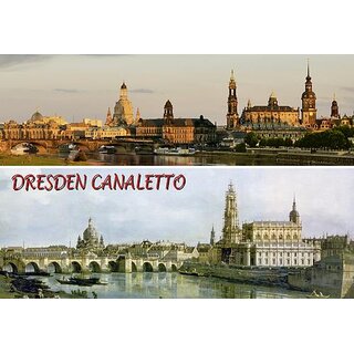 Ansicht Magnet - Dresden Canaletto - damals und heute